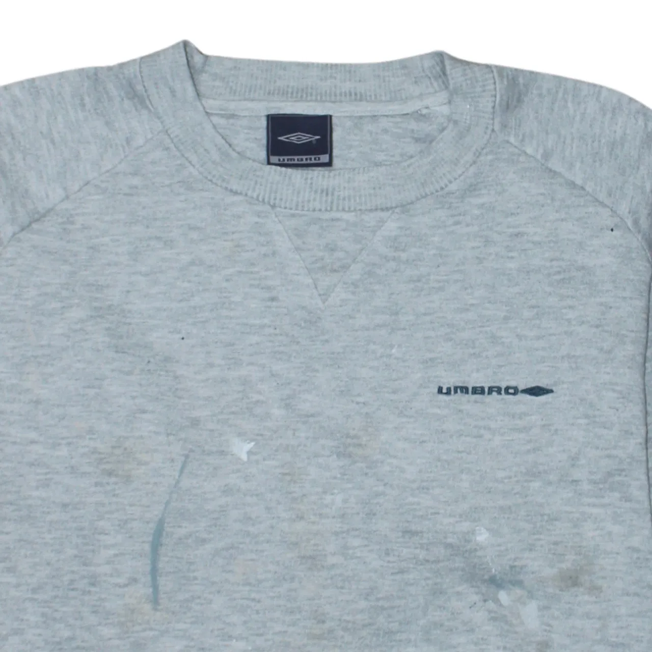 Umbro Light Grey Sweatshirt Men’s Medium Embroidered Logo Paint Marks Crewneck Pullover sold by Vintage Club product image thumbnail 3