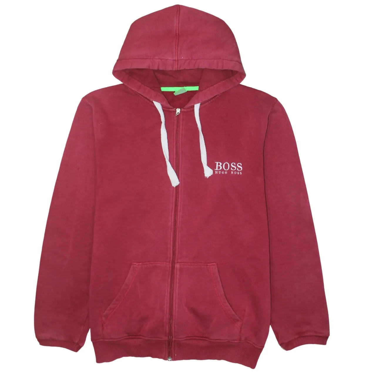 HUGO BOSS Burgundy Red Hoodie Women’s XLarge Full Zip Embroidered Logo Pockets Fleece Top sold by Vintage Club
