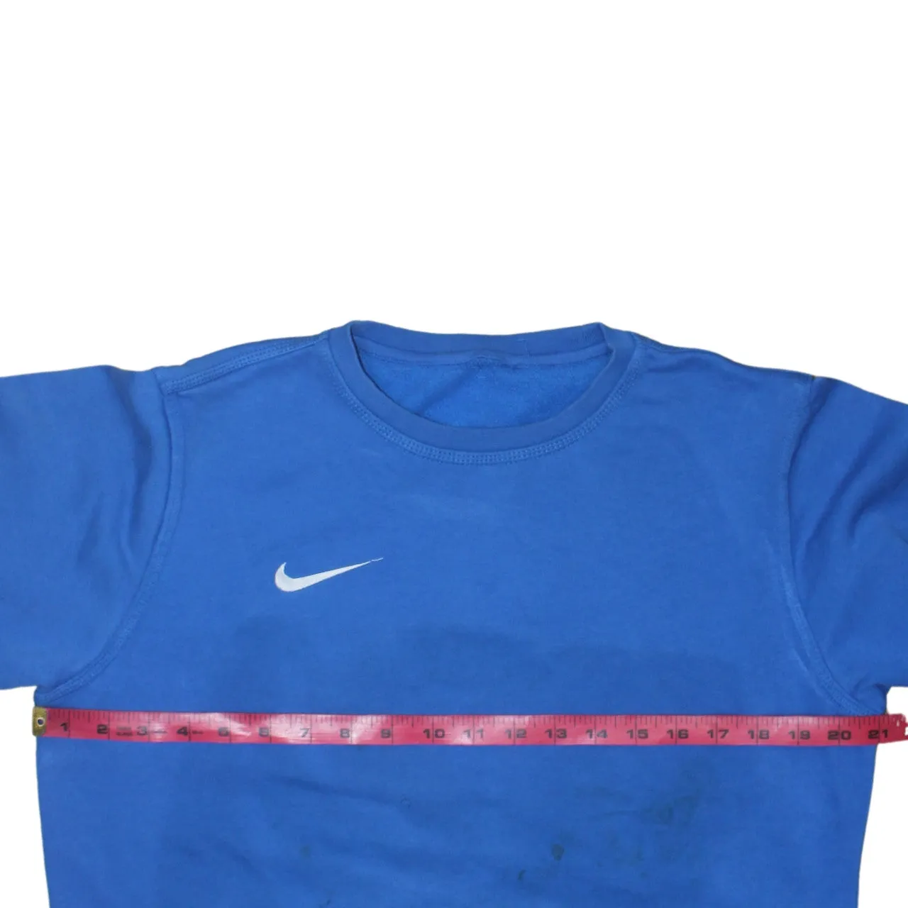 Nike Blue Sweatshirt Men's Small Printed Swoosh Logo Crewneck Fleece Pullover Top sold by Vintage Club product image thumbnail 5