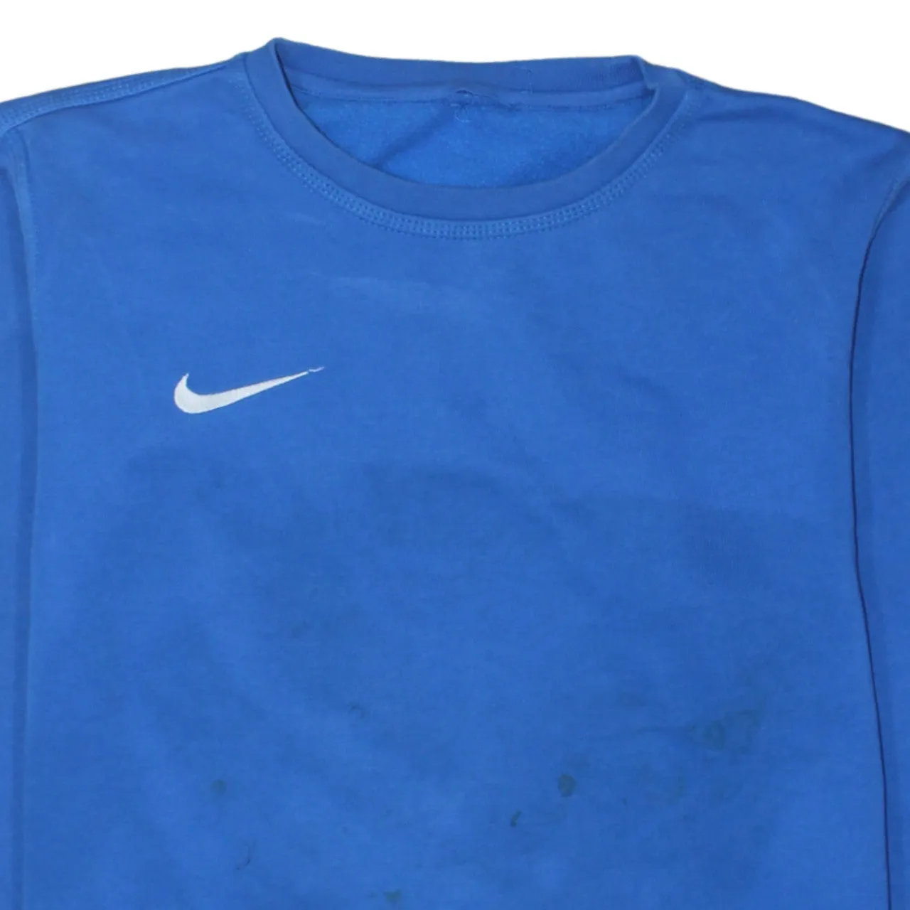 Nike Blue Sweatshirt Men's Small Printed Swoosh Logo Crewneck Fleece Pullover Top sold by Vintage Club product image thumbnail 3