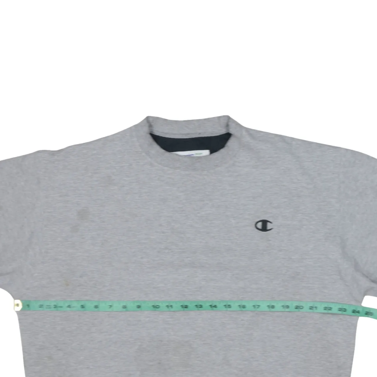 Champion Grey Sweatshirt Men's Large Embroidered Chest Logo Ribbed Cuffs Crewneck Pullover sold by Vintage Club product image thumbnail 5