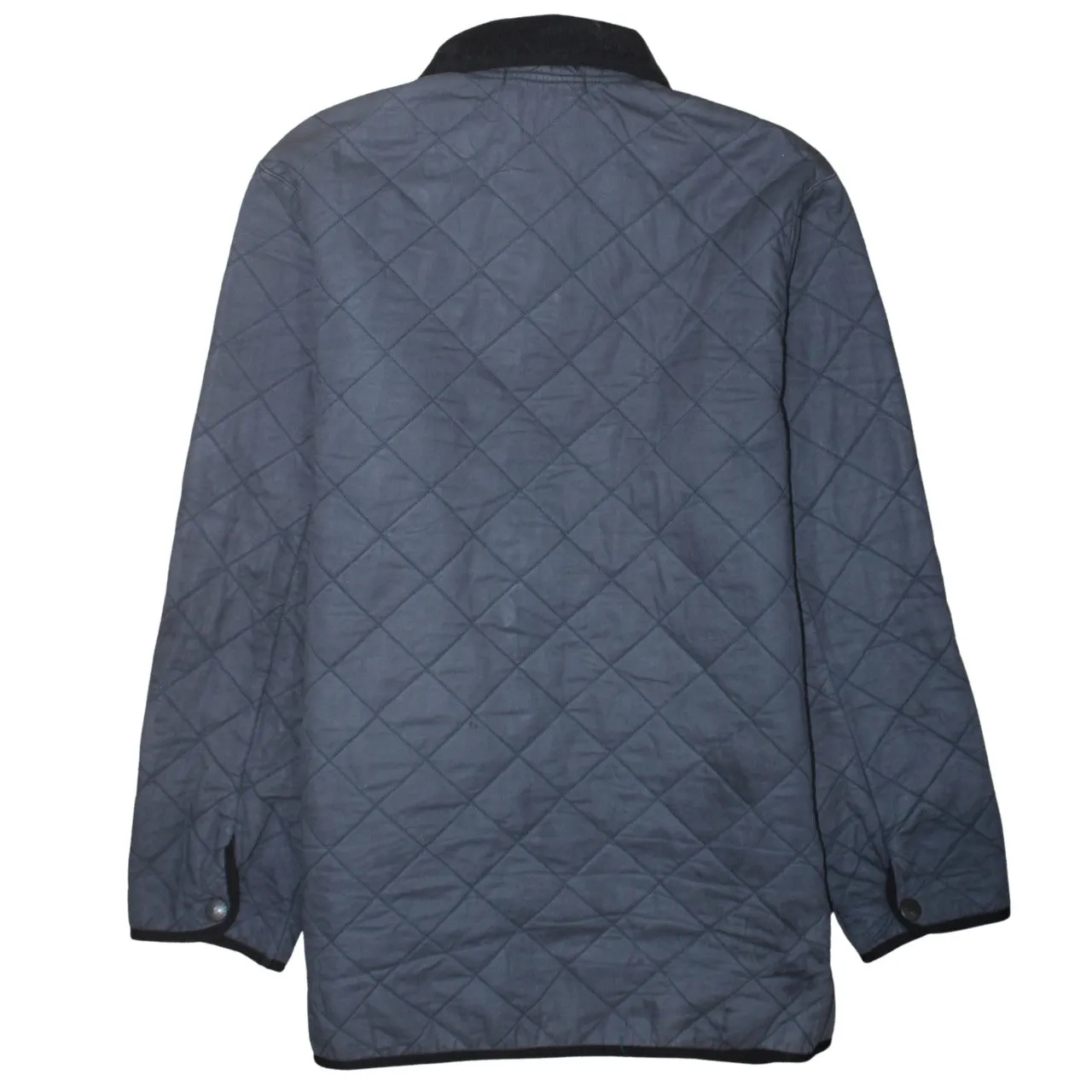 Barbour Grey Quilted Jacket Men's Large Cord Collar Snap Front Pockets Lightweight Outerwear sold by Vintage Club product image thumbnail 2