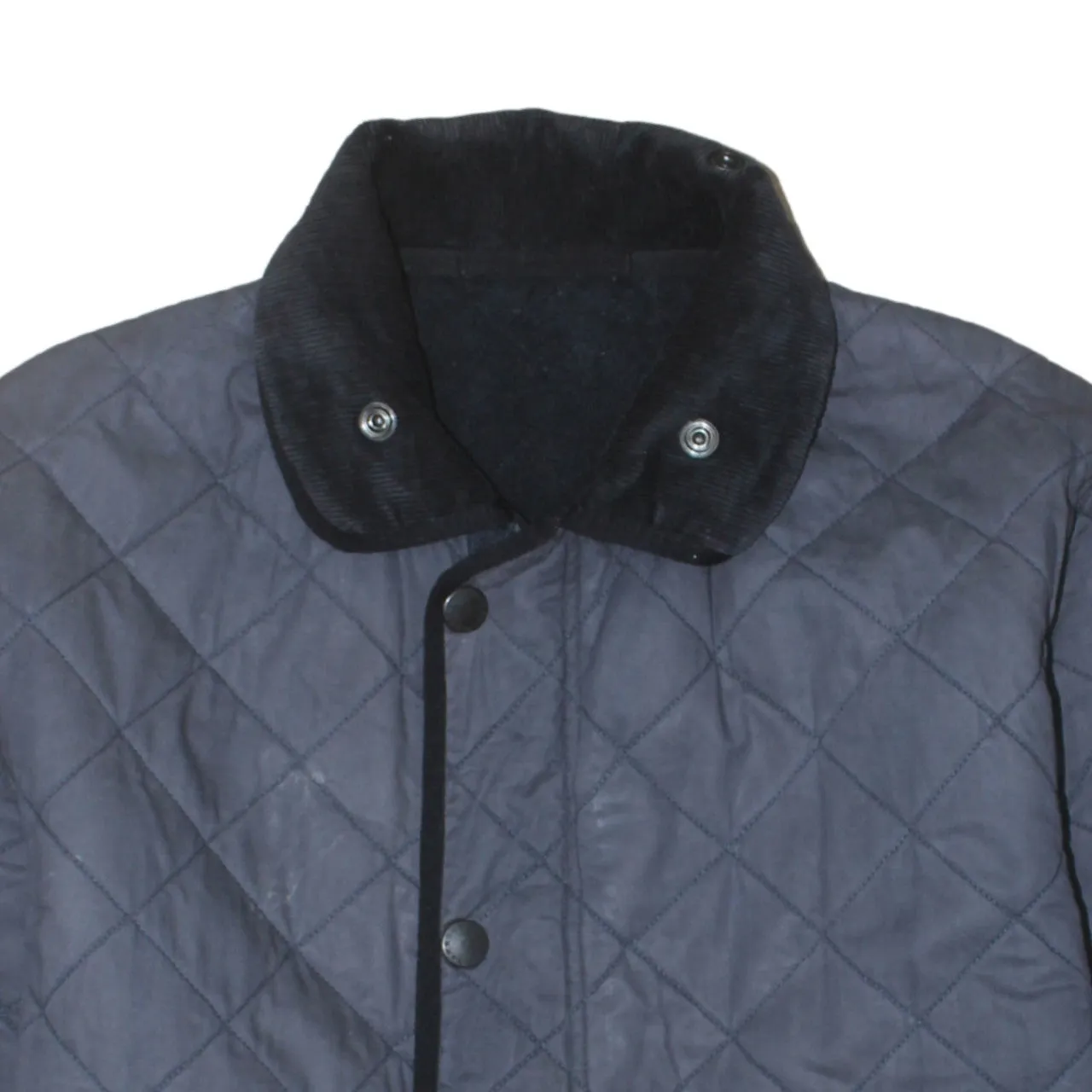 Barbour Grey Quilted Jacket Men's Large Cord Collar Snap Front Pockets Lightweight Outerwear sold by Vintage Club product image thumbnail 3