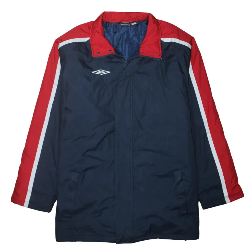 Umbro Navy Red Windbreaker Men’s XXLarge Printed Logo Stripe Sleeves Zip Jacket made by Umbro