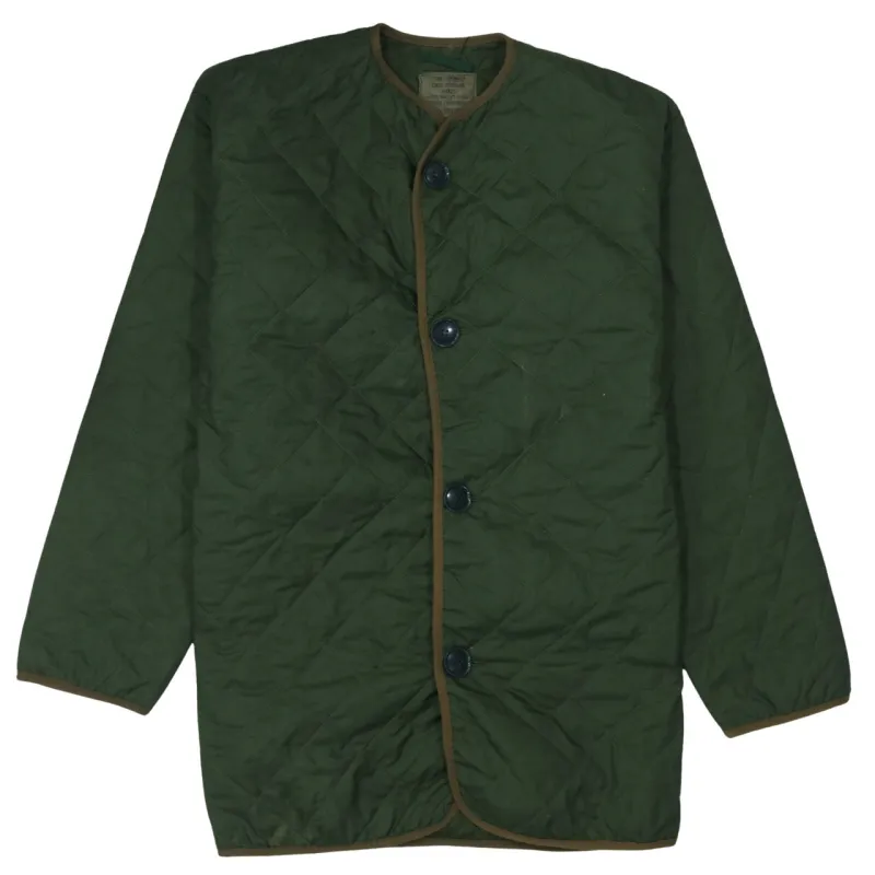 Retro Dark Green Quilted Jacket Men's Small Button Front Liner Style Outerwear sold by Vintage Club