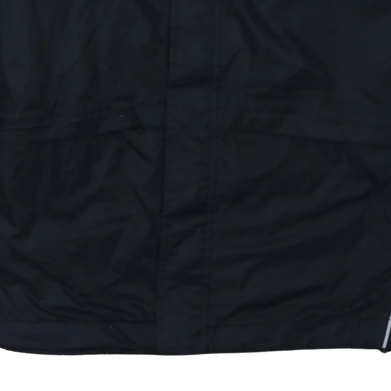 Adidas Black Hooded Windbreaker Men's Medium Three Stripe Sleeves Printed Logo Jacket sold by Vintage Club product image thumbnail 4