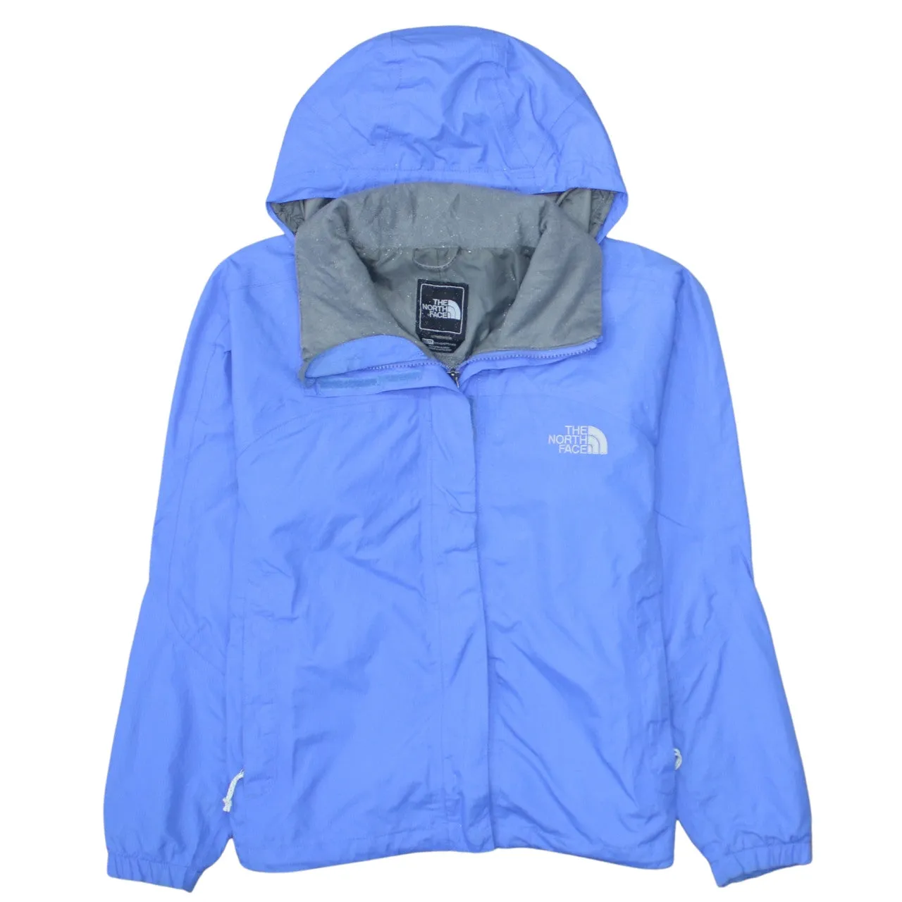 The North Face Light Blue Windbreaker Jacket Women’s Large Hooded Embroidered Logo Zip Pockets Outerwear sold by Vintage Club