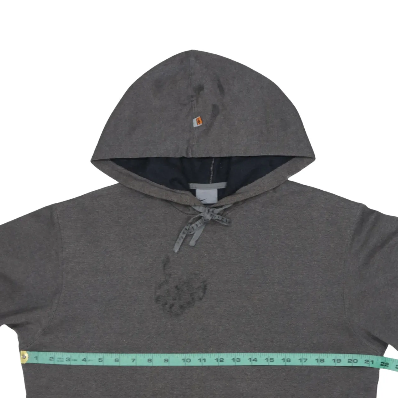 Nike Dark Grey Hoodie Men’s Small Drawstring Neck Minimal Logo Pullover Sweatshirt sold by Vintage Club product image thumbnail 5