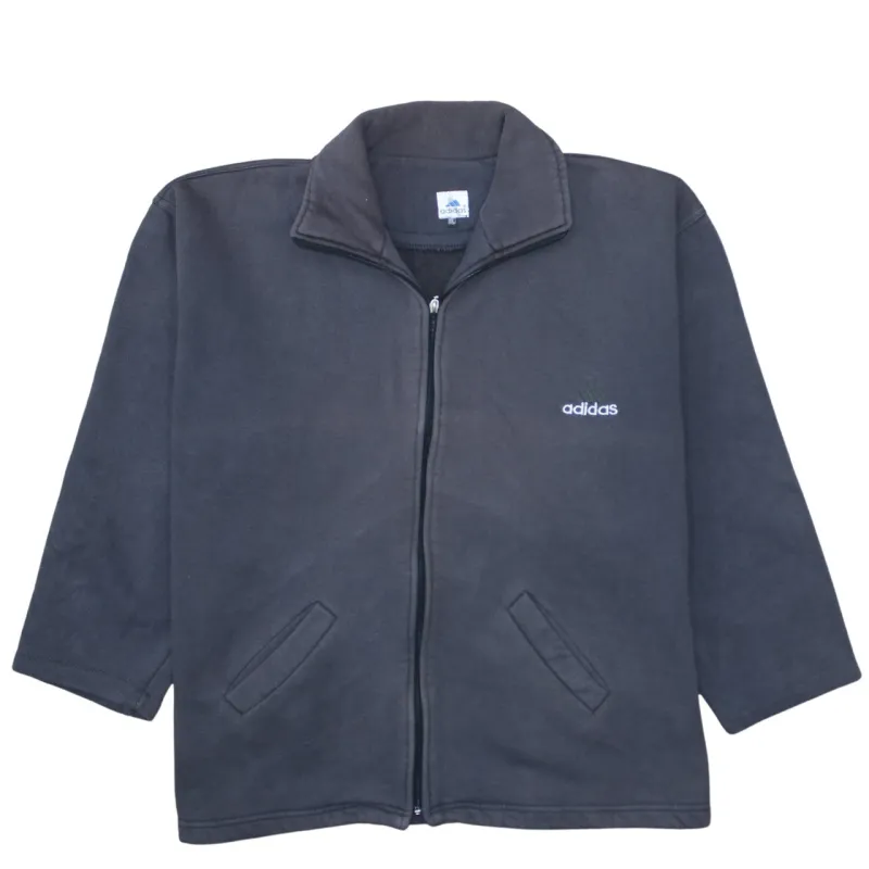 Adidas Black Full Zip Fleece Jacket Men's XXLarge Embroidered Logo Zip Pockets Outerwear sold by Vintage Club