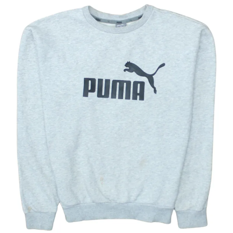 Puma Light Grey Sweatshirt Men's XSmall Printed Logo Crewneck Pullover Fleece Top made by Puma
