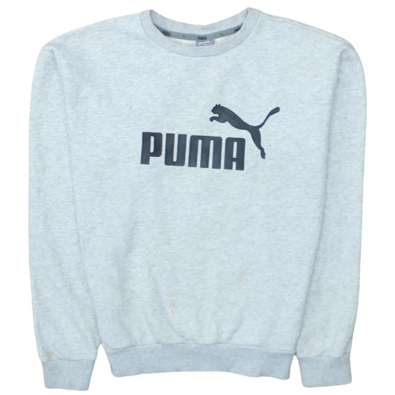 Puma Light Grey Sweatshirt Men's XSmall Printed Logo Crewneck Pullover Fleece Top sold by Vintage Club