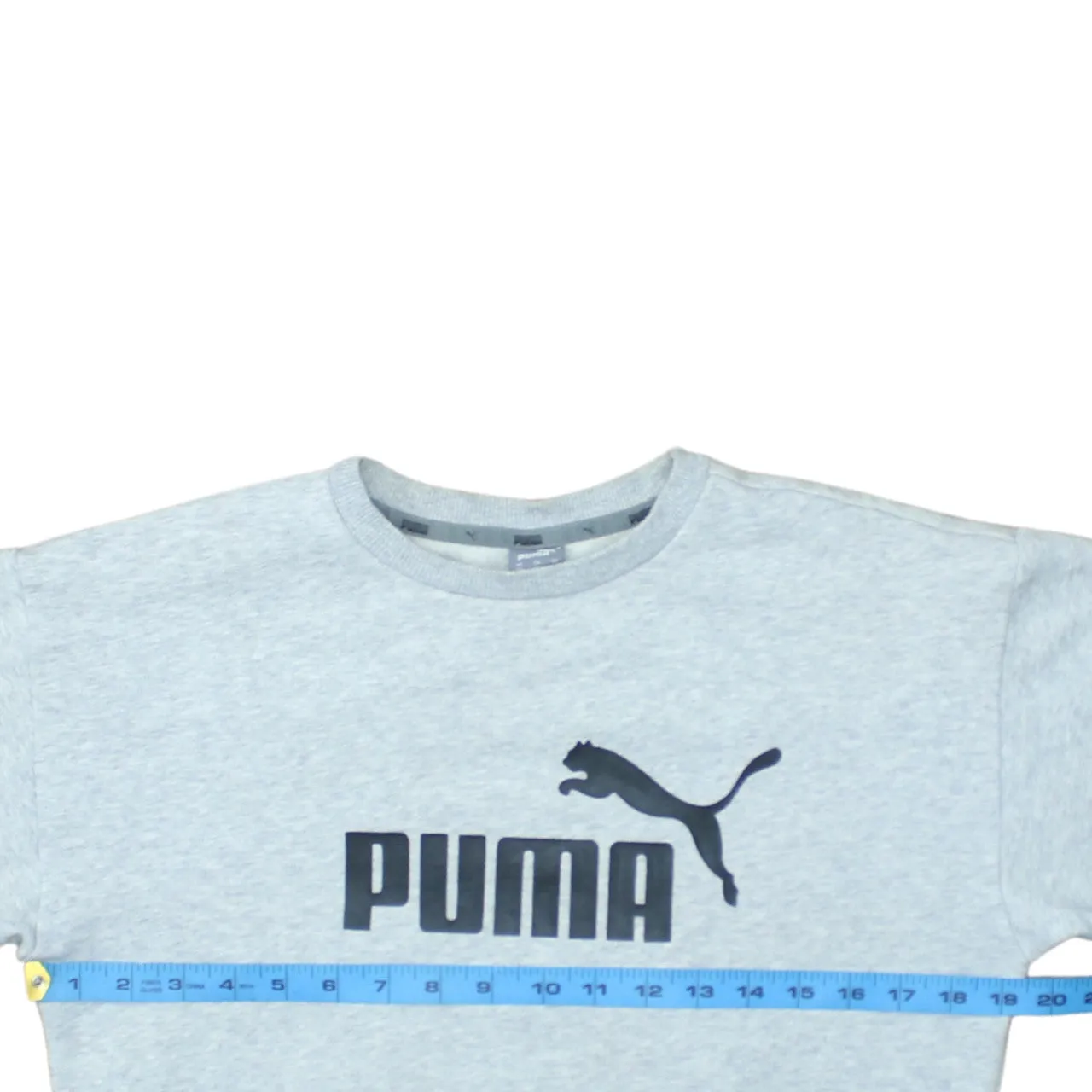 Puma Light Grey Sweatshirt Men's XSmall Printed Logo Crewneck Pullover Fleece Top sold by Vintage Club product image thumbnail 5