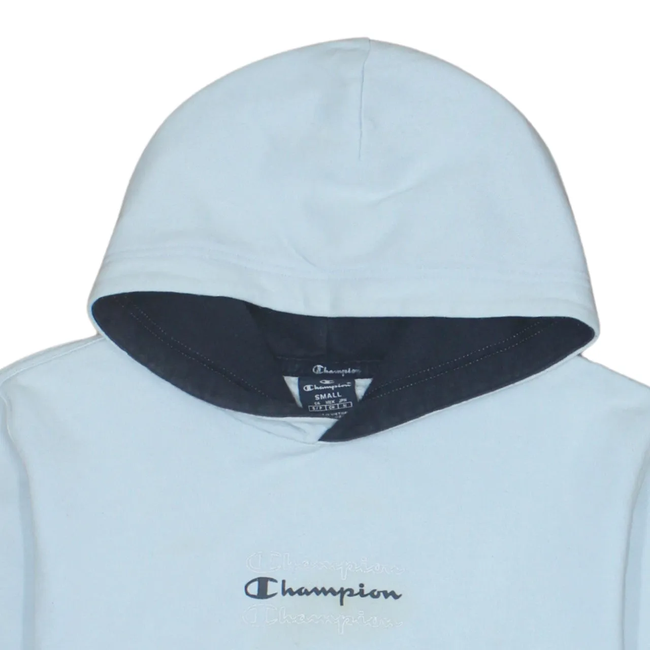 Champion Light Blue Hoodie Men's Small Embroidered Chest Logo Front Pocket Pullover Sweatshirt sold by Vintage Club product image thumbnail 3