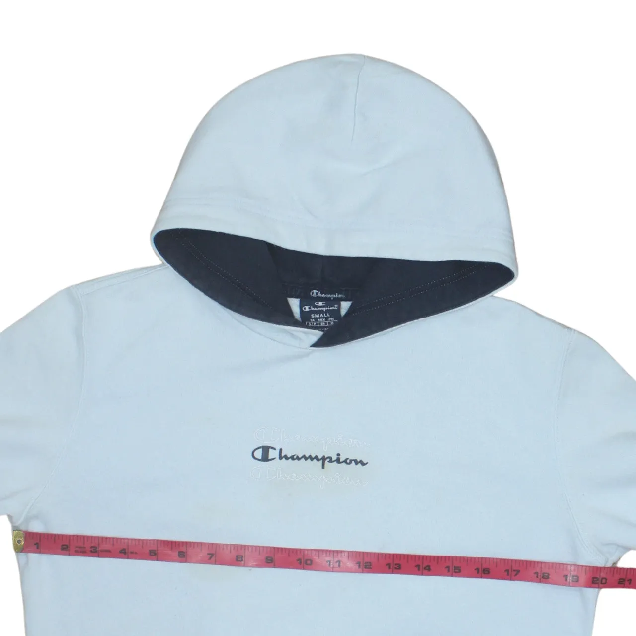 Champion Light Blue Hoodie Men's Small Embroidered Chest Logo Front Pocket Pullover Sweatshirt sold by Vintage Club product image thumbnail 5