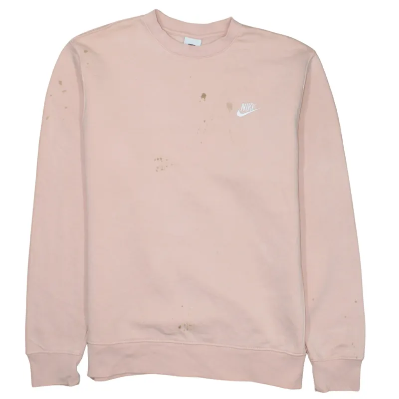 Nike Pale Pink Sweatshirt Men's Medium Printed Small Swoosh Logo Crewneck Pullover Top made by Nike