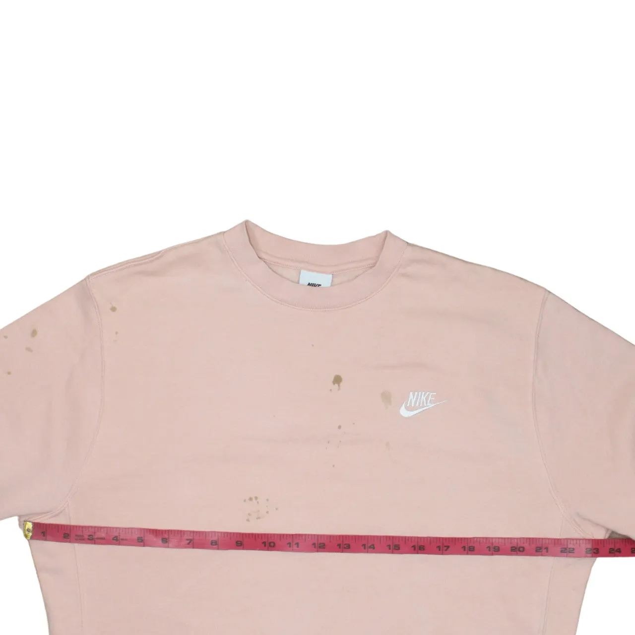 Nike Pale Pink Sweatshirt Men's Medium Printed Small Swoosh Logo Crewneck Pullover Top sold by Vintage Club product image thumbnail 5