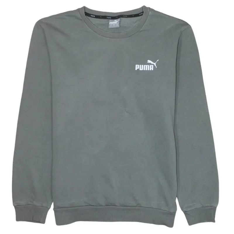 Puma Grey Sweatshirt Men's Medium Printed Chest Logo Crewneck Pullover Fleece Top made by Puma