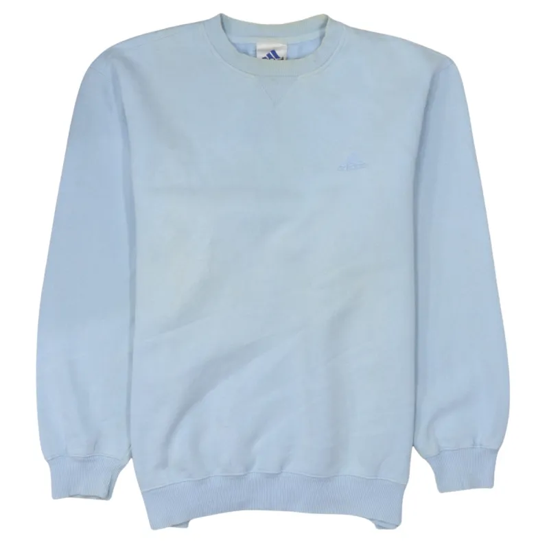 Adidas Light Blue Sweatshirt Men's Large Embroidered Chest Logo Crewneck Pullover sold by Vintage Club
