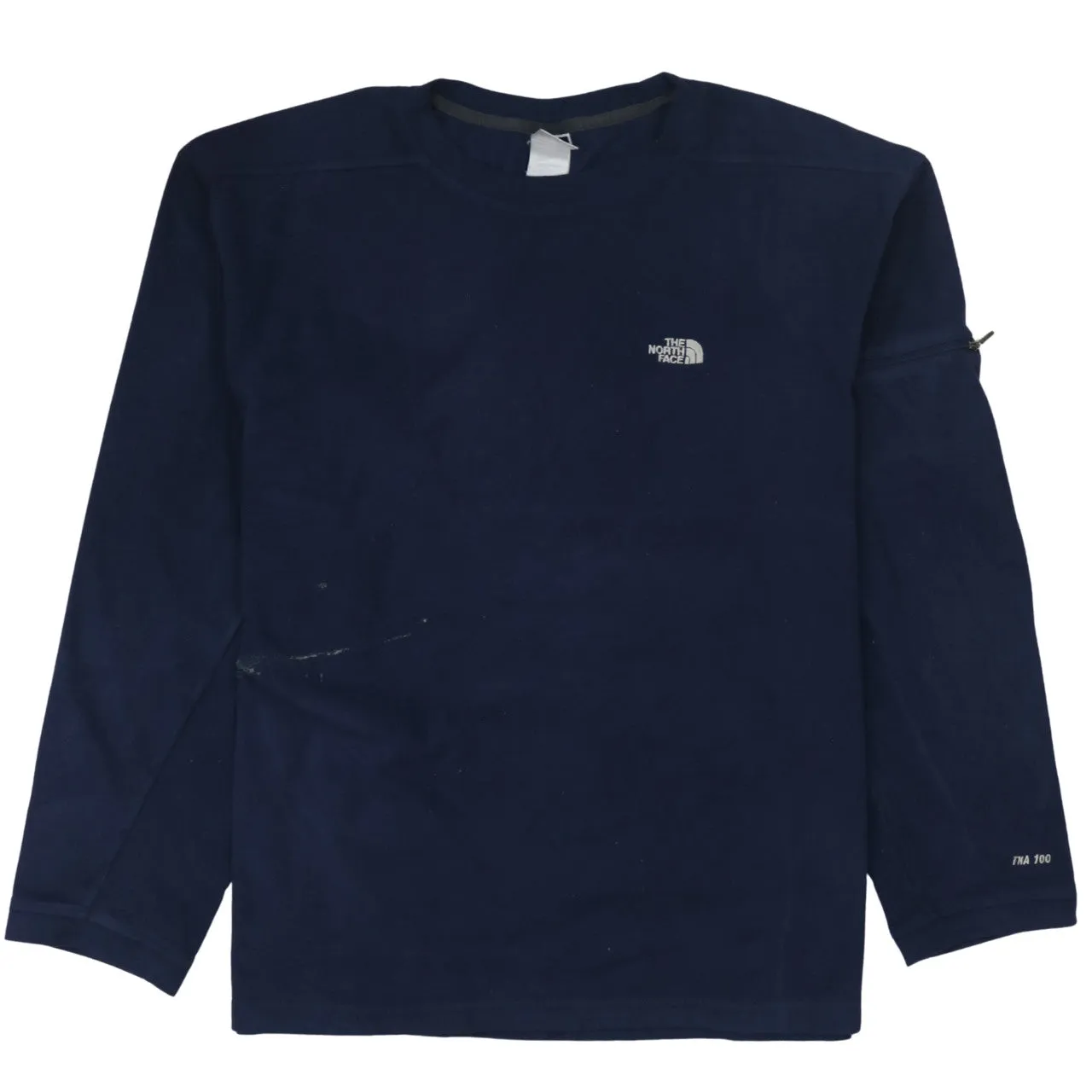 The North Face Navy Blue Fleece Jumper Men’s XLarge Embroidered Logo Zip Sleeve Sweatshirt Top sold by Vintage Club