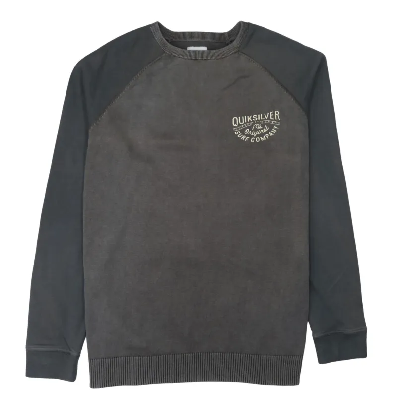Quiksilver Charcoal Grey Sweatshirt Women's XLarge Printed Chest Logo Raglan Crewneck Pullover sold by Vintage Club