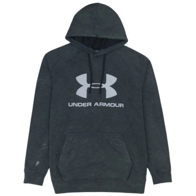 Under Armour Dark Charcoal Hoodie Men's Medium Printed Logo Front Pocket Pullover Sweatshirt made by Under Armour