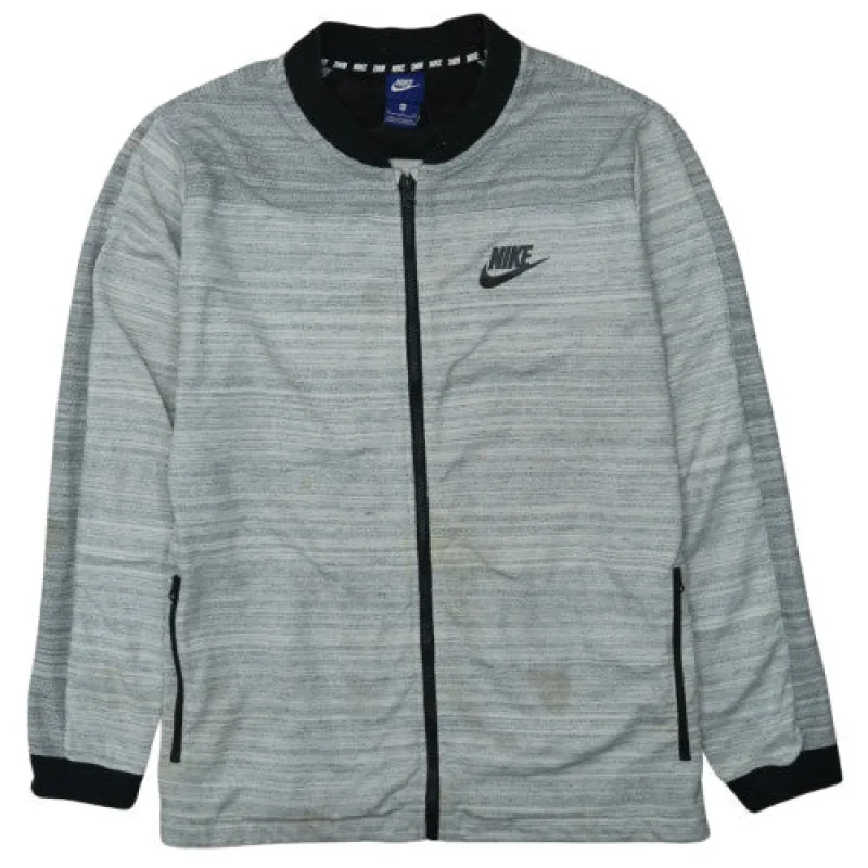 Nike Light Grey Jacket Men's XLarge Full Zip Embroidered Swoosh Zip Pockets Track Top made by Nike
