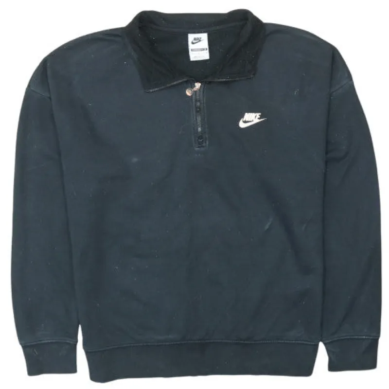 Nike Black Quarter Zip Sweatshirt Men's Small Oversized Fit Printed Back Logo Pullover made by Nike