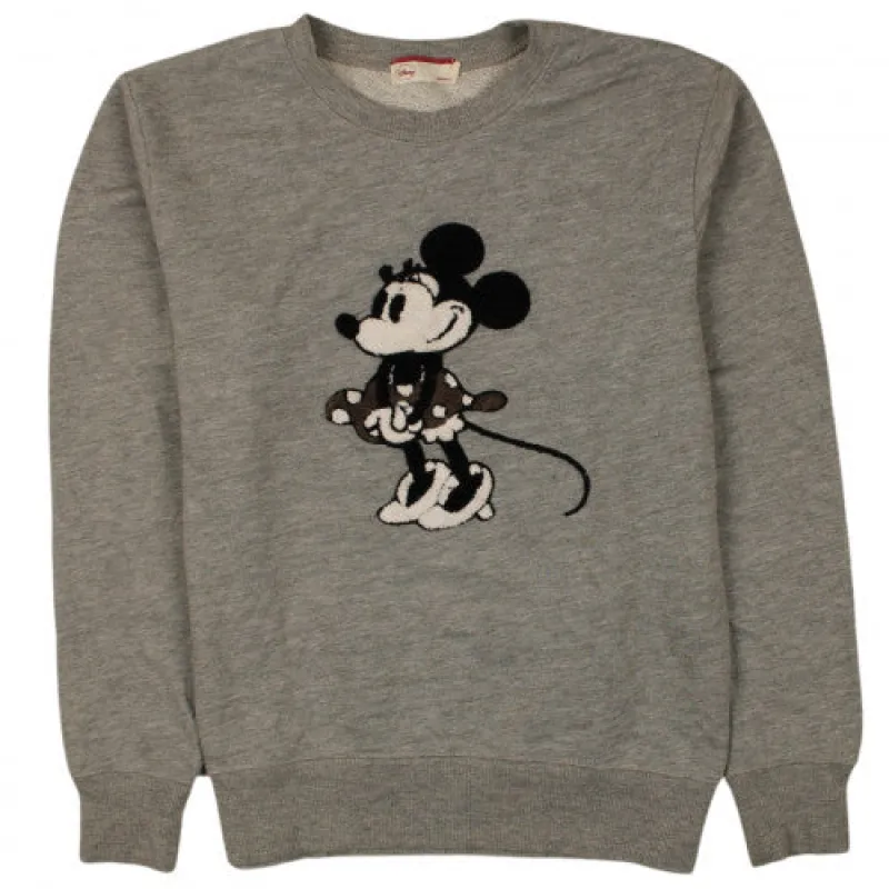 Disney Grey Sweatshirt Women's Medium Minnie Mouse Character Graphic Crewneck Pullover Jumper sold by Vintage Club