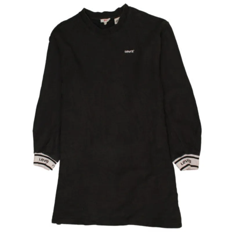 Levi's Black Longline Sweatshirt Men's Small Embroidered Chest Logo Branded Cuff Pullover Top sold by Vintage Club