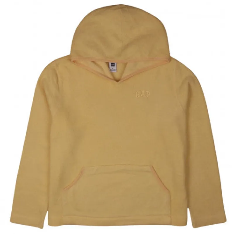 Gap Pastel Yellow Fleece Hoodie Women’s Large Embroidered Logo Front Pocket Pullover Top made by GAP