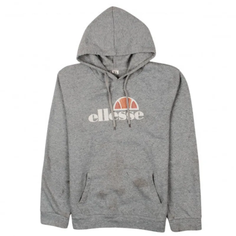 Ellesse Grey Hoodie Men's XLarge Printed Logo Drawstring Hood Front Pocket Sweatshirt made by Ellesse