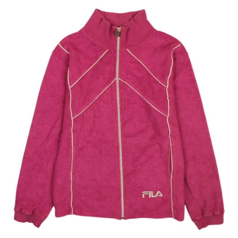 Fila Magenta Fleece Jumper Women’s Medium Full Zip Embroidered Logo Funnel Neck Jacket made by Fila