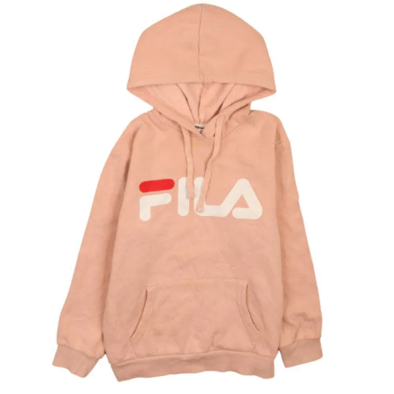 Fila Women's 90s Pink Pullover Hoodie Medium Spellout Vintage Style sold by Vintage Club