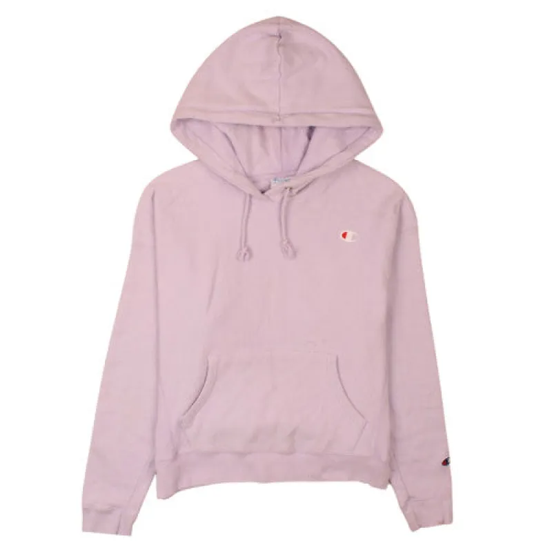 Champion Lilac Reverse Weave Hoodie Women's Large Embroidered Logo Front Pocket Pullover Sweatshirt sold by Vintage Club