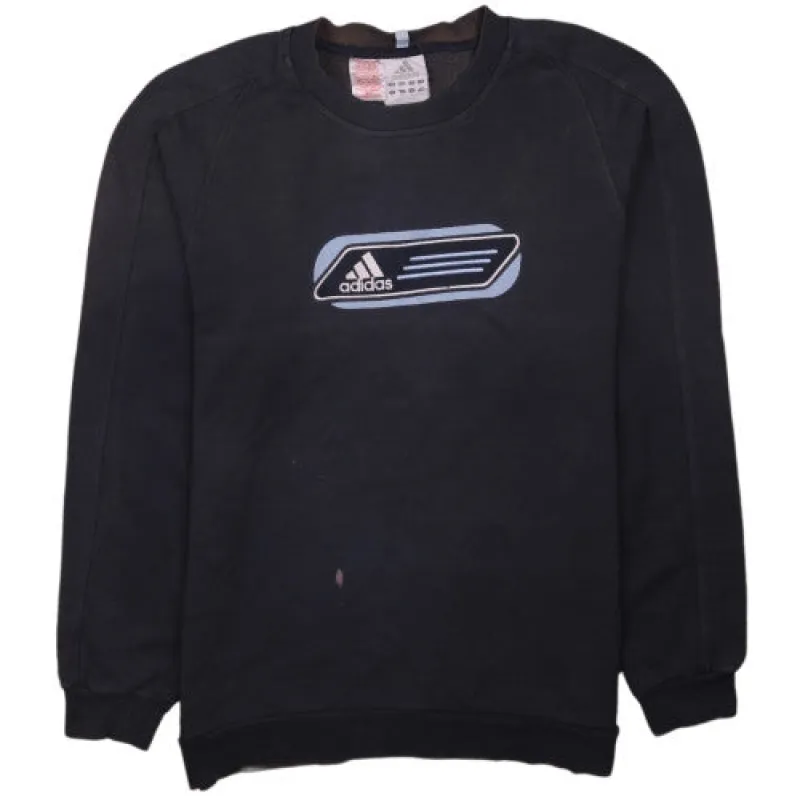 Adidas Women's Large Navy 90's Crew Neck Sweatshirt Fleece Top sold by Vintage Club