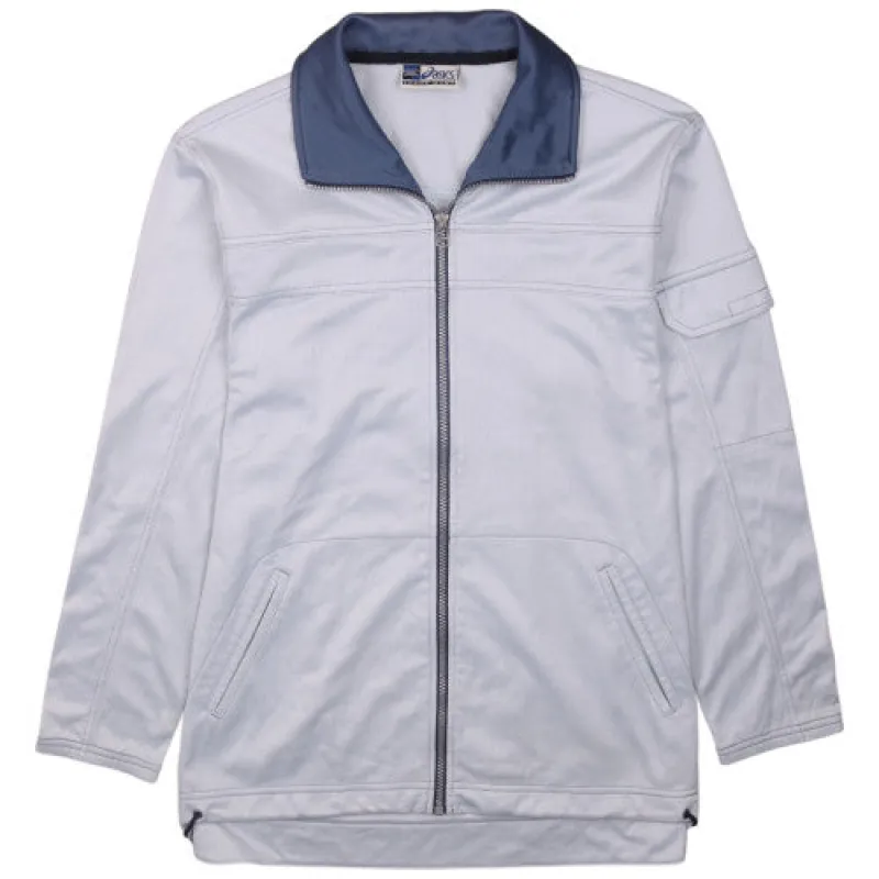 Asics Light Blue Full Zip Jacket Men's Small Contrast Collar Zip Pockets Outerwear made by Asics