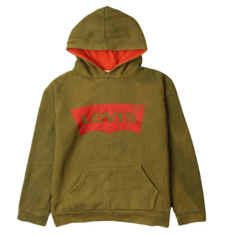 Levi's Women's Olive Green 90's Spellout Hoodie Medium Loungewear sold by Vintage Club