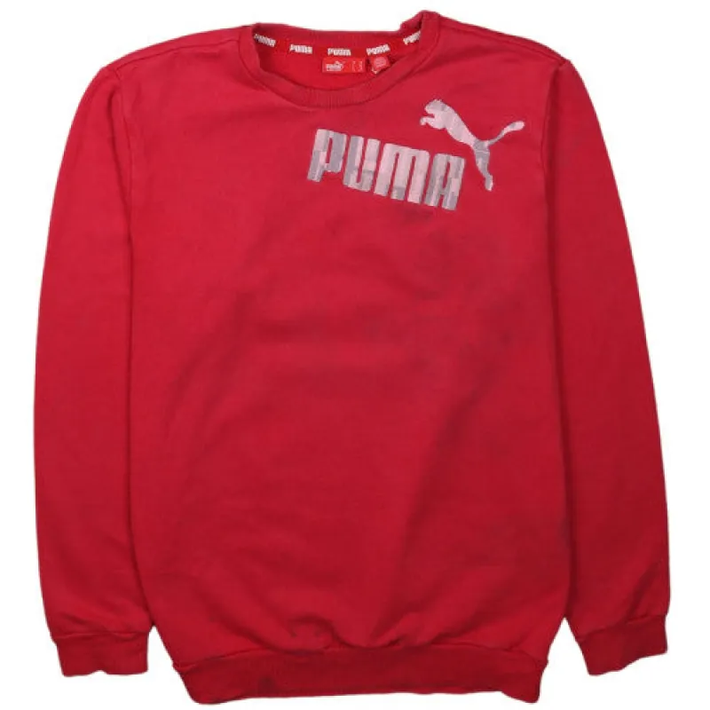 Puma 90's Red XLarge Crewneck Sweatshirt Bold Logo Fleece Pullover made by Puma