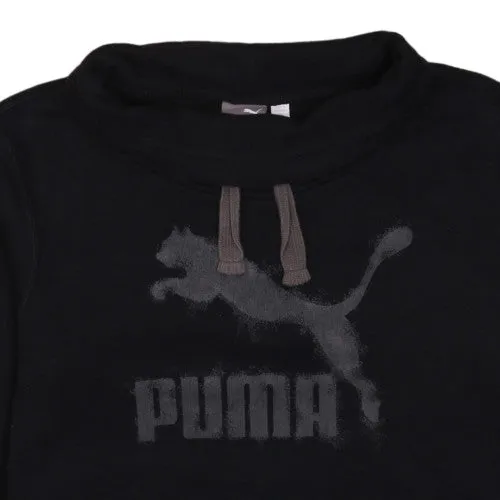 Puma Black Sweatshirt Women’s Large Printed Logo Funnel Neck Pullover Fleece Top sold by Vintage Club product image thumbnail 3