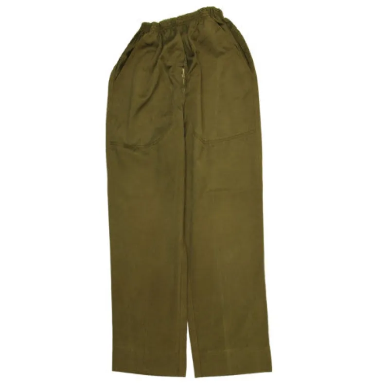 Active Olive Green Trousers Men's 24 Elastic Waist Large Patch Pockets Casual Pants sold by Vintage Club