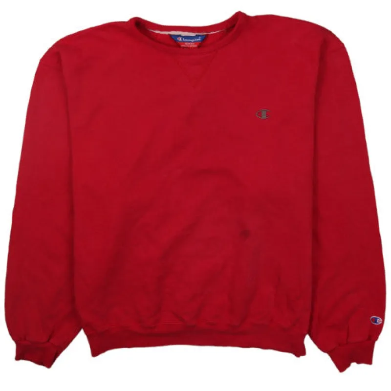 Vintage Champion 90's Red Heavyweight Crewneck Sweatshirt L Mens sold by Vintage Club
