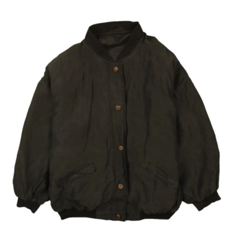 Vintage 90's Black Mens XL Windbreaker Bomber Jacket Button-Up sold by Vintage Club