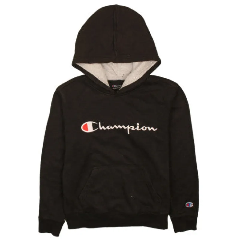 Champion 90's Black Spellout Pullover Hoodie Women’s Medium sold by Vintage Club