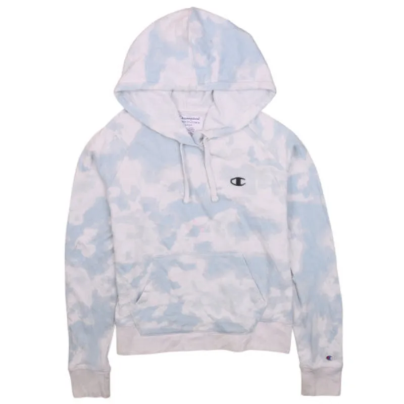 Champion Light Blue Tie Dye Hoodie Men’s Small Embroidered Logo Front Pocket Pullover Sweatshirt sold by Vintage Club