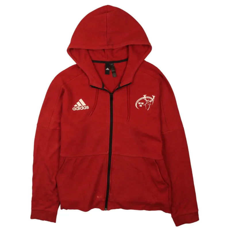 Adidas Red Zip Hoodie Women’s XLarge Printed Chest Logos Split Kangaroo Pockets Sweatshirt made by Adidas