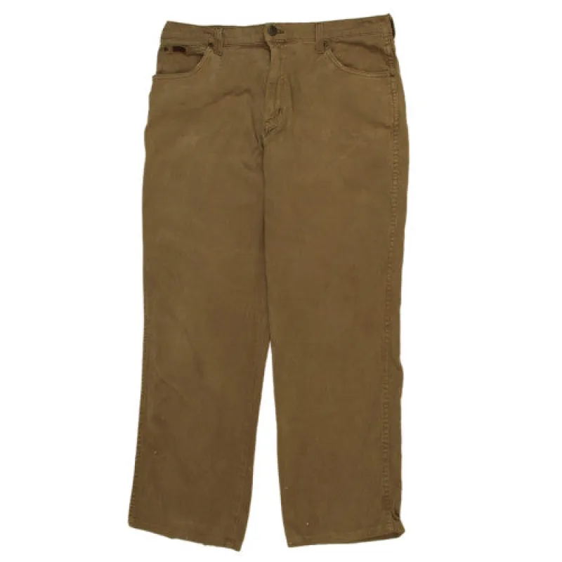 Wrangler Khaki Green Trousers Men's W38 Five Pocket Straight Leg Workwear Jeans sold by Vintage Club