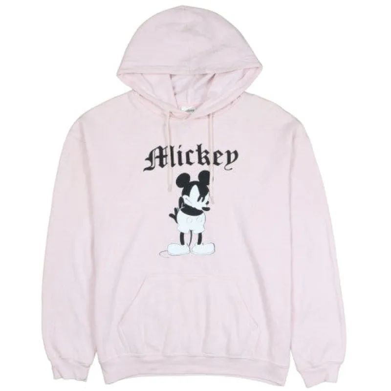 Disney Light Pink Hoodie Men's Small Mickey Mouse Printed Graphic Front Pocket Pullover sold by Vintage Club