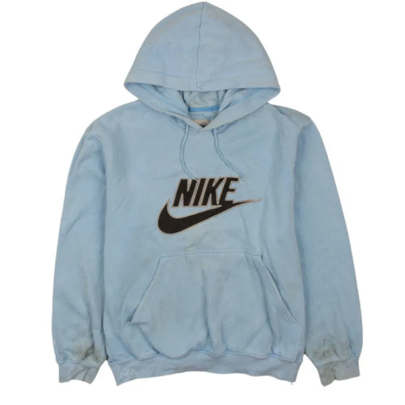 Nike 90s Light Blue Swoosh Hoodie Men's Medium Vintage Pullover sold by Vintage Club