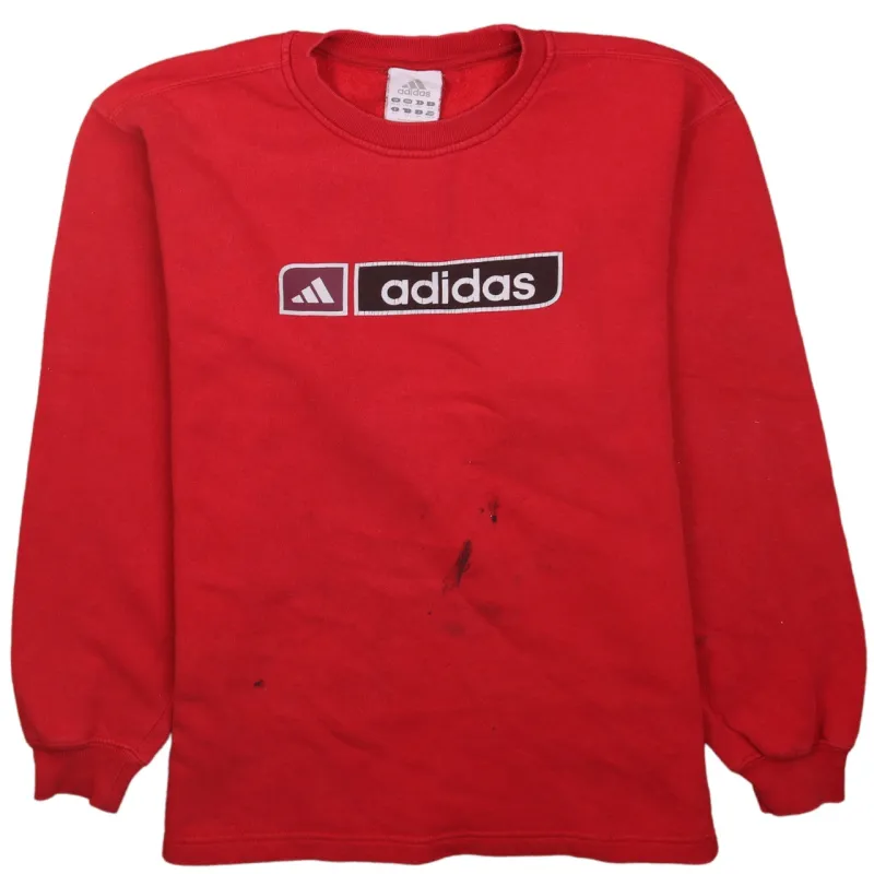 Adidas Vintage 90s Red Crew Neck Sweatshirt Spellout Women's Large sold by Vintage Club