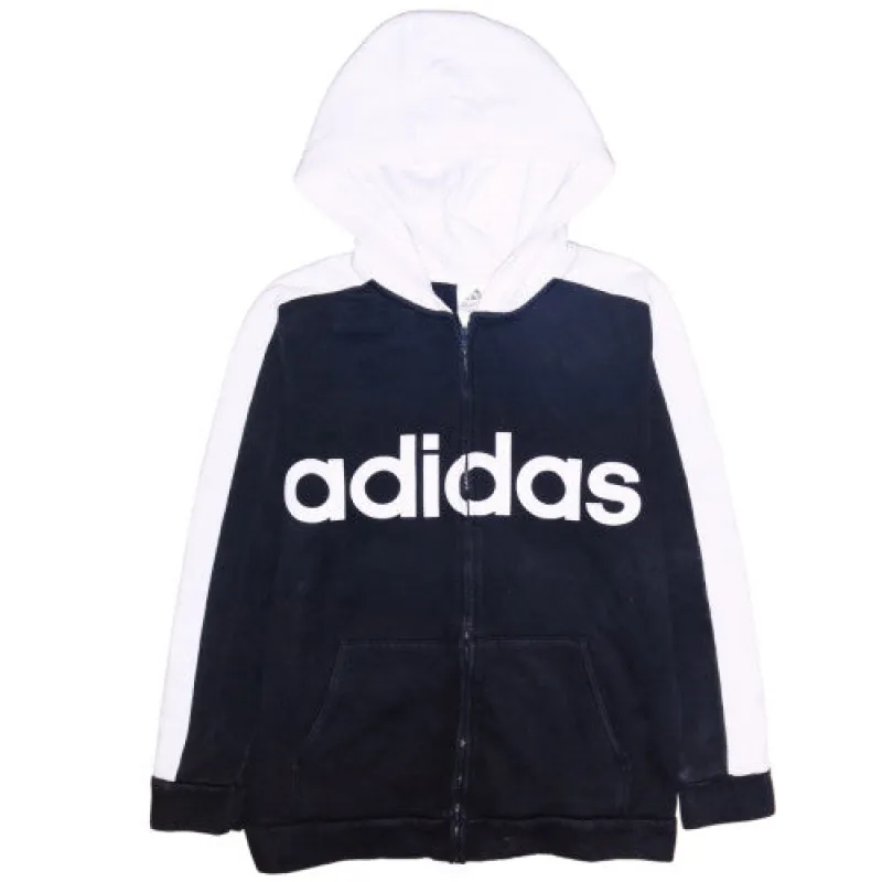 Adidas Women's Vintage 90's Black White Spellout Zip Hoodie L made by Adidas